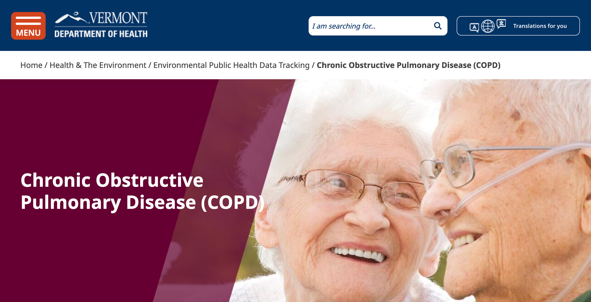 COPD: Chronic Obstructive Pulmonary Disease | Vermont Department of Health