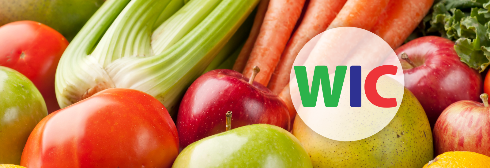 Fruit and vegetables with WIC logo