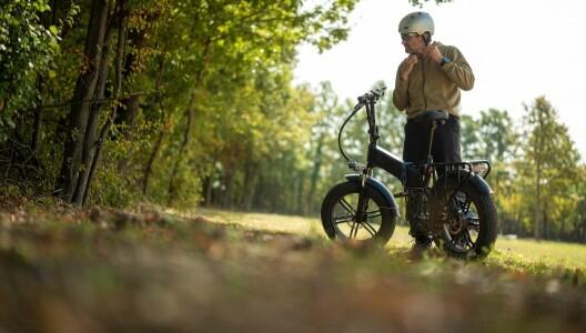 Adult riding an e-bike