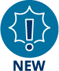 An exclamation point with the word New under it.