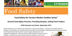 UVM Extension Food Safety for Farmers Market Vendors Series