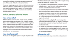 Influenza (Flu) guide for parents handout image