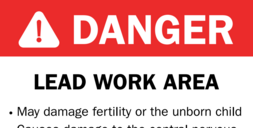 lead work area danger sign